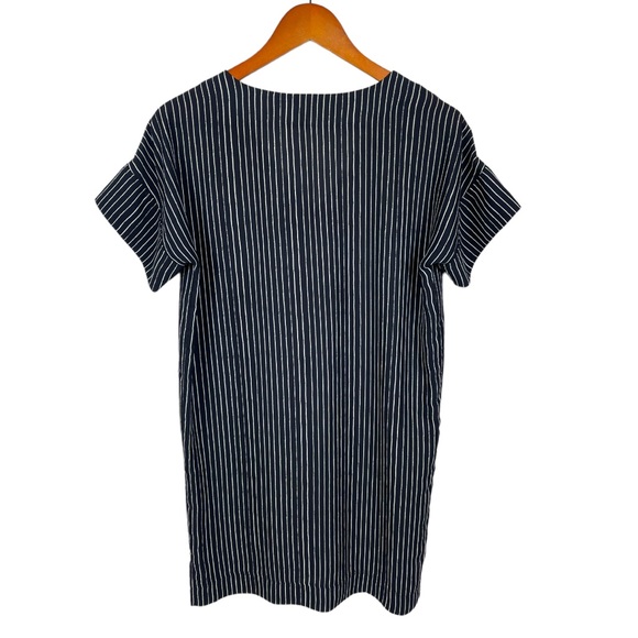 MADEWELL Novel Stripe Shift Dress Black XS V-Neck Casual Tee Dress - Picture 5 of 6
